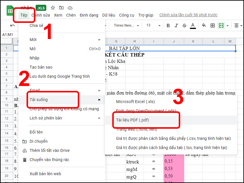 tải tài liệu pdf thông qua google trang tính
