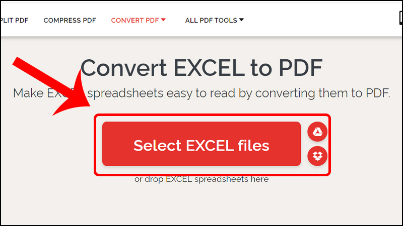 chuyển file excel sang pdf bằng website ilovepdf