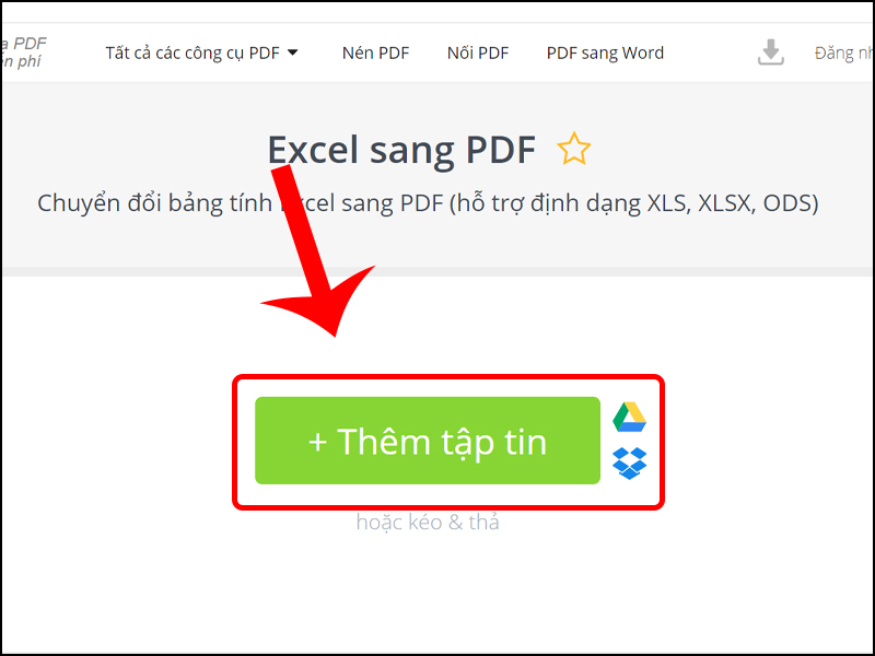 chuyển file excel sang pdf bằng website pdf candy