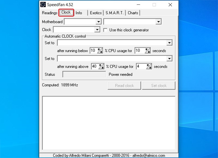 phần mềm Speedfan clock